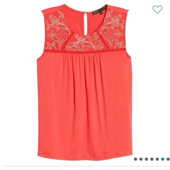 NWT Gibson Red or Blue Floral Yoke Tops - Picture 11 of 16